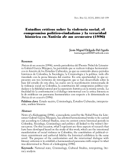 Estudios críticos sobre la violencia social, el compromiso político-ciudadano y la veracidad histórica en <i>Noticia de un secuestro</i> (1996)
