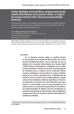 Análisis tipológico de las metáforas, propuesto por George Lakoff y Mark Johnson, de los poemas “Bodas” y “Eclipse” de <i>Consejero del lobo </i>(1965), del poeta peruano Rodolfo Hinostroza