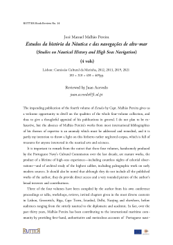 Book Review: Estudos da história da Náutica e das navegações de alto-mar (Malhão Pereira)