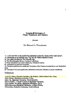 Statistical Mechanics of Phase Transitions and Kinetics