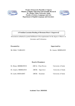 A Freudian-Lacanian Reading of Hermann Hesse's Steppenwolf