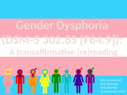 Dereifying the Pathogenetic Model of Gender Nonconformity in North American Psychiatry: Queer Studies, Sociopolitical Contestation of Gender Dysphoria Diagnoses (DSM-5 [2013]), the Deconstruction of Kraepelinian Nosology, and the Emergence of Transaffirmative Counterpolitics