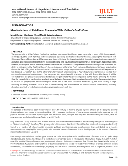 Manifestations of Childhood Trauma in Willa Cather’s Paul's Case