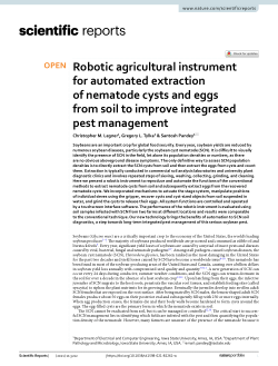 Robotic agricultural instrument for automated extraction of nematode cysts and eggs from soil to improve integrated pest management