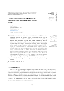Control of the first wave of COVID-19: Some economic freedom-related success factors