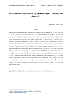 International Enforcement  of  Human Rights: Potency and Strategies