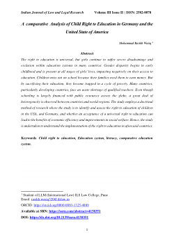 A  comparative  Analysis of Child Right to Education in Germany and the United State of America