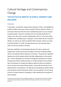 The politics of Identity in Africa: Diversity and Inclusion