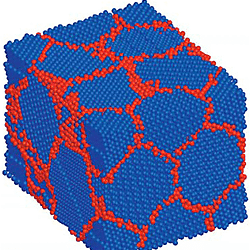 A view of nickeltungsten nanocrystalline alloy shows atoms within