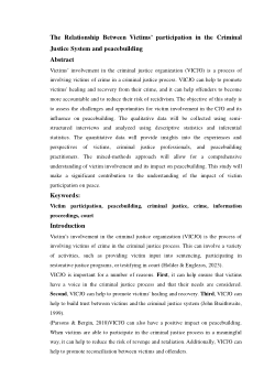 <b>The Relationship Between Victims’ participation in the Criminal Justice System and peacebuilding</b>