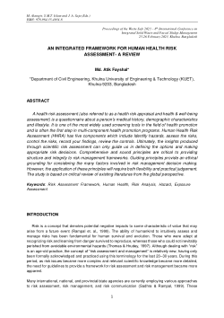 AN INTEGRATED FRAMEWORK FOR HUMAN HEALTH RISK ASSESSMENT- A REVIEW