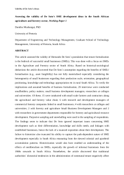 Capital Mystries: The De Sototian thesis and the sustainability of South African Agriculture and Forestry SMEs.
