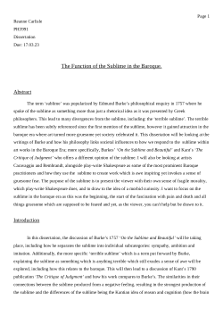 The Function of The Sublime in The Baroque