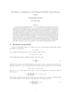 Stochastic, Continuous, and Turing Decidable Propositional Logic