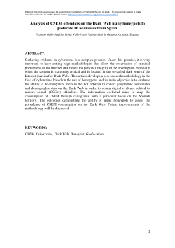 <b>Analysis of CSEM offenders on the Dark Web using honeypots to geolocate IP addresses from Spain</b>