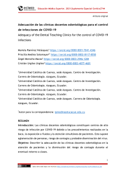 Adecuación de las clínicas docentes odontológicas para el control de infecciones de COVID-19