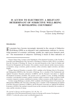<b>“Is Access to Electricity a Relevant Determinant of Subjective Well-Being in Developing Countries?” </b><b><i>The Journal of Energy and Development</i></b><b>, vol. 48, no. 1, pp. 23–50</b>