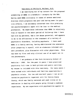 Testimony of Philip E. Wolfson, M.D. in the Matter of MDMA Schedulin
