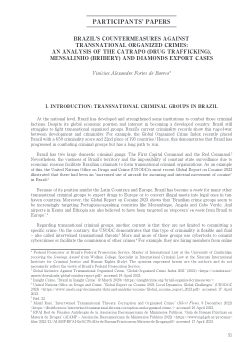 Brazil’s countermeasures against transnational organized crimes: an analysis of the Catrapo (drug trafficking), Mensalinho (bribery) and Diamonds Export cases