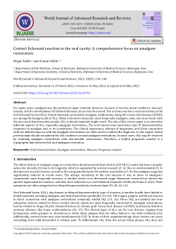 Contact lichenoid reaction in the oral cavity: A comprehensive focus on amalgam restoration