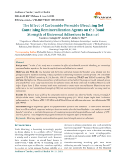 The Effect of Carbamide Peroxide Bleaching Gel Containing Remineralization Agents on the Bond Strength of Universal Adhesives to Enamel