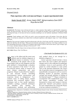 Pain experience after oral mucosal biopsy: A quasi-experimental stud y