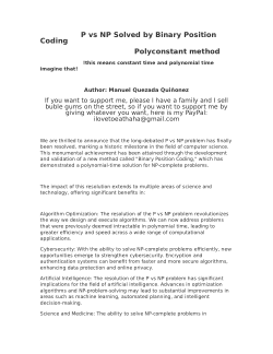 <b>P vs NP Solved by Binary Position Coding method</b>