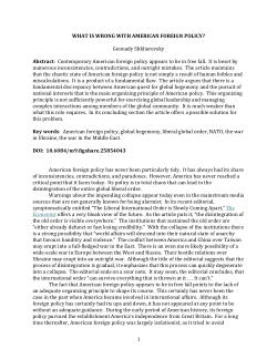 <b>WHAT IS WRONG WITH AMERICAN FOREIGN POLICY?</b>