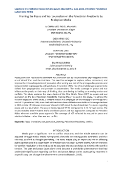 Framing the Peace and War Journalism on the Palestinian Presidents by Malaysian Media