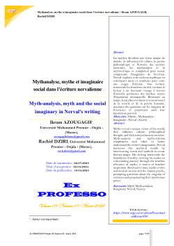 <b>Myth-analysis, myth and the social </b><b>imaginary in Nerval's writing</b>  Mythanalyse, mythe et imaginaire social dans l’écriture nervalienne