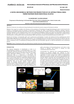 <b>A NOVEL BIOCHEMICAL METHOD FOR PRODUCTION OF AN ANTIBACTERIAL DRUG TRIMETHOPRIM FROM INDUSTRIAL WASTE</b>