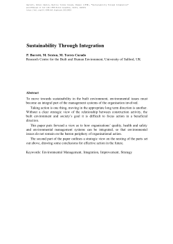 <b>Sustainability Through Integration</b>