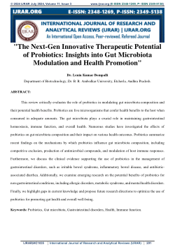 <b>The Next-Gen Innovative Therapeutic Potential of Probiotics: Insights into Gut Microbiota Modulation and Health Promotion</b>