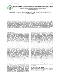 <b>TANNASE PRODUCTION FROM CASHEW HUSK BY SOLID-STATE FERMENTATION</b>