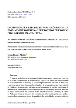 OPORTUNIDADES LABORALES PARA GEÓGRAFOS: LAFORMACIÓN PROFESIONAL DE PROCESOS DE PRODUCCIÓNAGRARIA EN ANDALUCÍA