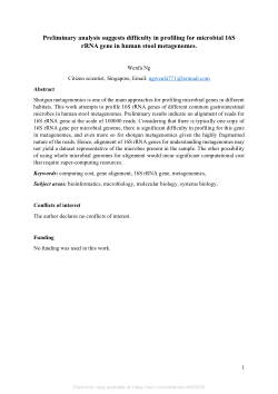Preliminary analysis suggests difficulty in profiling for microbial 16S rRNA gene in human stool metagenomes