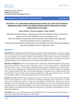 The Effect of Carbamide Peroxide Bleaching Gel with and without Remineralizing Agents on Microtensile Bond Strength of Resin Composites to Enamel