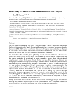 <b>Sustainability and human relations: A brief address to Global Diasporas</b>