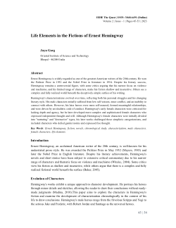 Life Elements in the Fictions of Ernest Hemingway