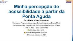 Como está o meu bairro? Relatório sobre a acessibilidade no bairro Ponta Aguda, Blumenau, Santa Catarina