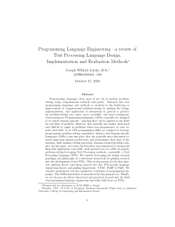 Programming Language Engineering---a review of Text Processing Language Design, Implementation and Evaluation Methods