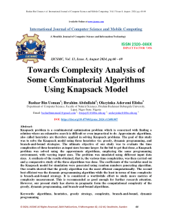 Towards Complexity Analysis ofSome Combinatorial AlgorithmsUsing Knapsack Model