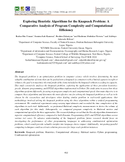 Exploring Heuristic Algorithms for the Knapsack Problem: AComparative Analysis of Program Complexity and Computational
