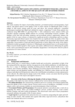 THE IMPACT OF PREVAILING SITUATIONS, GOVERNMENT POLICIES, AND LEGAL AND ETHICAL ASPECTS ON THE QUALITY OF LIFE OF SENIOR CITIZENS