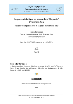 Sommaire de la revue Annales du patrimoine numéro 23-2023