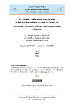 Dr Philippe Bienvenu Ndoubena, La création théâtrale contemporaine et les représentations sociales au Cameroun