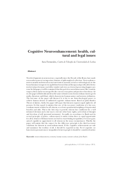 Cognitive Neuroenhancement: Health, Cultural, and Legal Issues