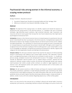 Psychosocial risks among women in the informal economy: a scoping review protocol
