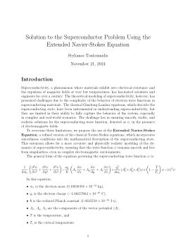 "Superconductor Problem Solved: Application of the Extended Navier-Stokes Equation"