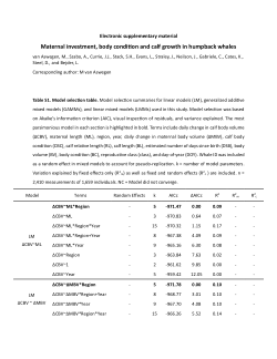 Supplementary File: Maternal investment, body condition and calf growth in humpback whales